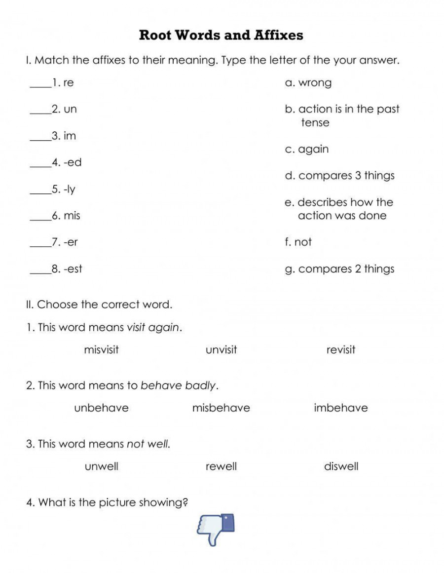 Root Words and Affixes worksheet  Live Worksheets