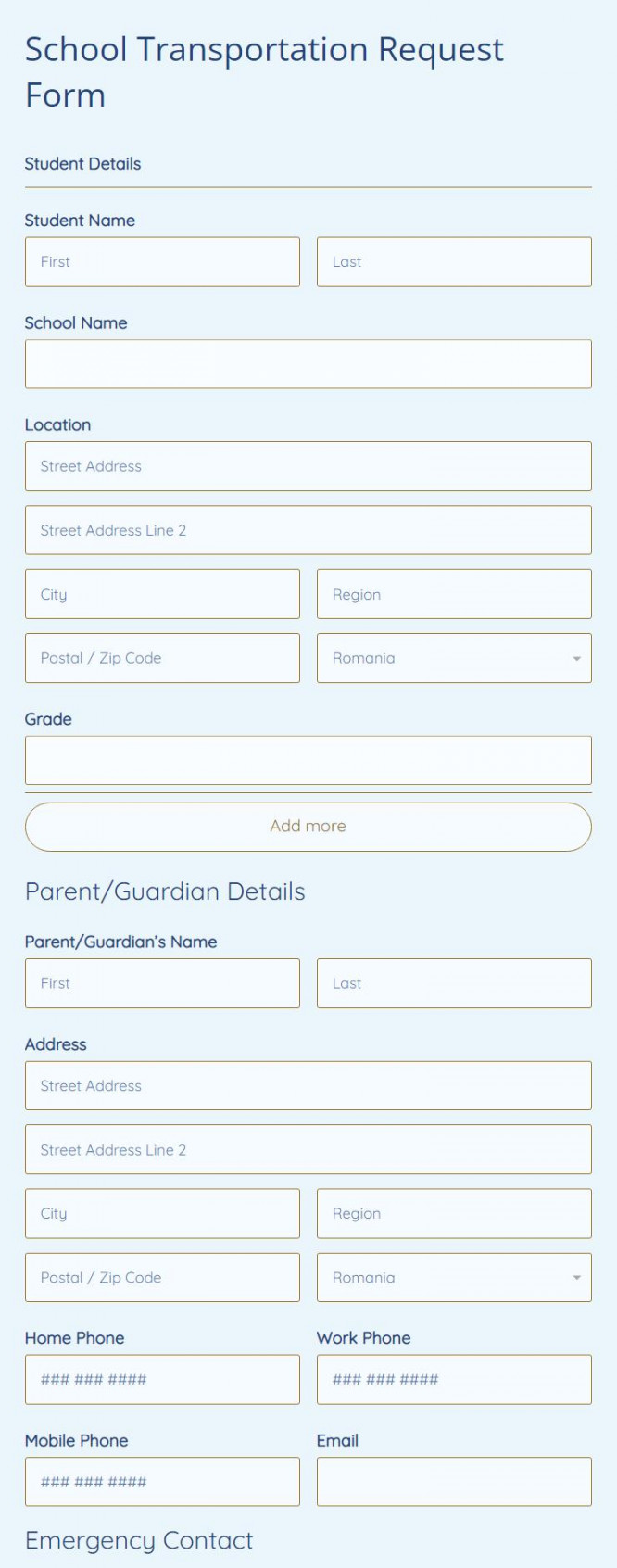 School Transportation Request Form Template  FormBuilder