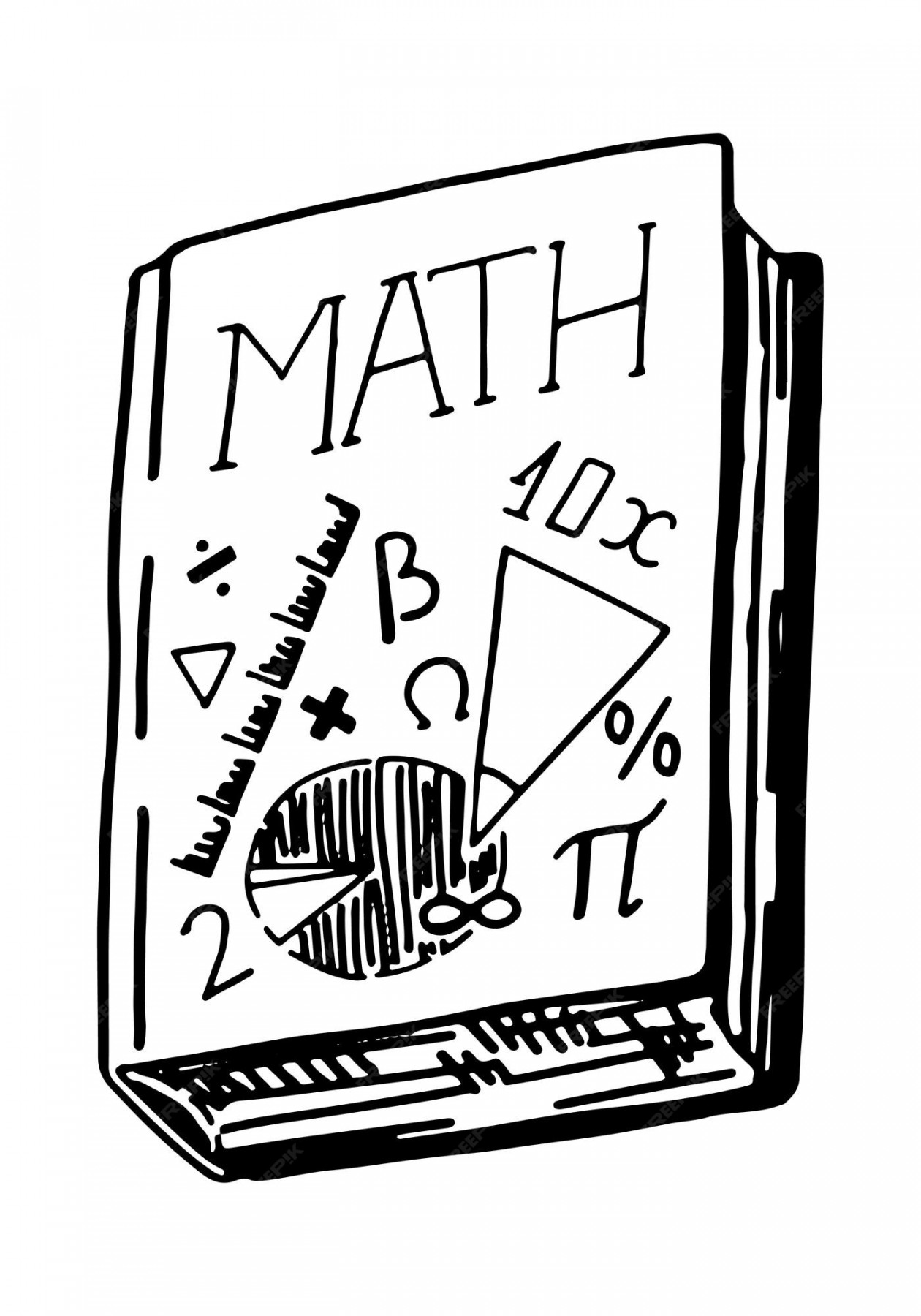 Schulbuch mathe-lehrbuch für bildung retro-stil umriss clipart