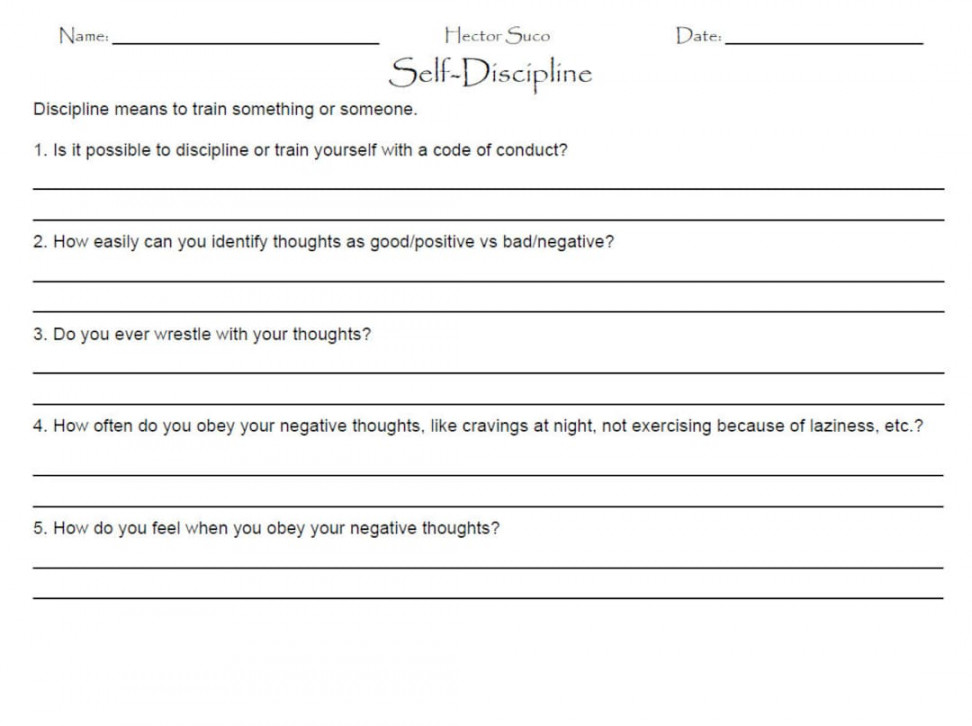 Self-discipline Worksheet - Etsy