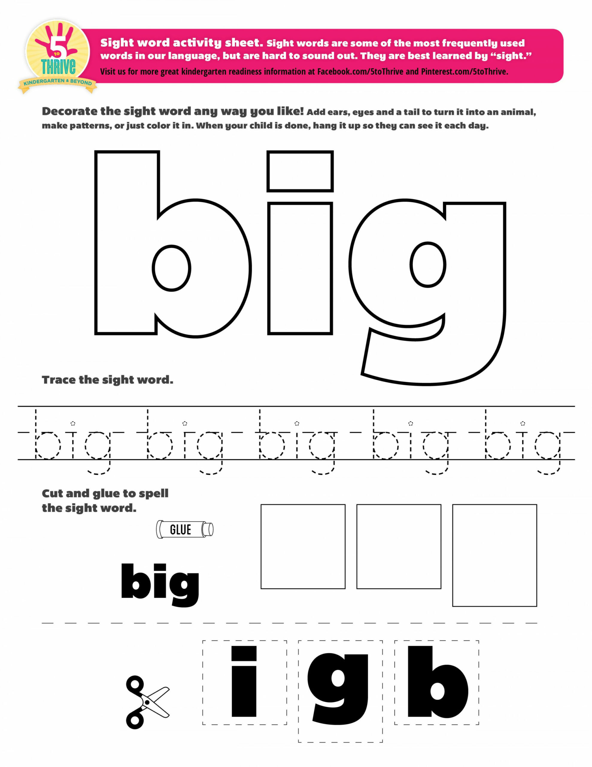 Sight word "big"