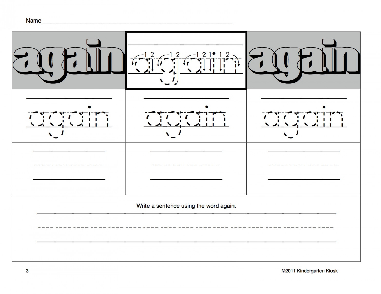 Sight Word Handwriting Workbook  — Kindergarten Kiosk