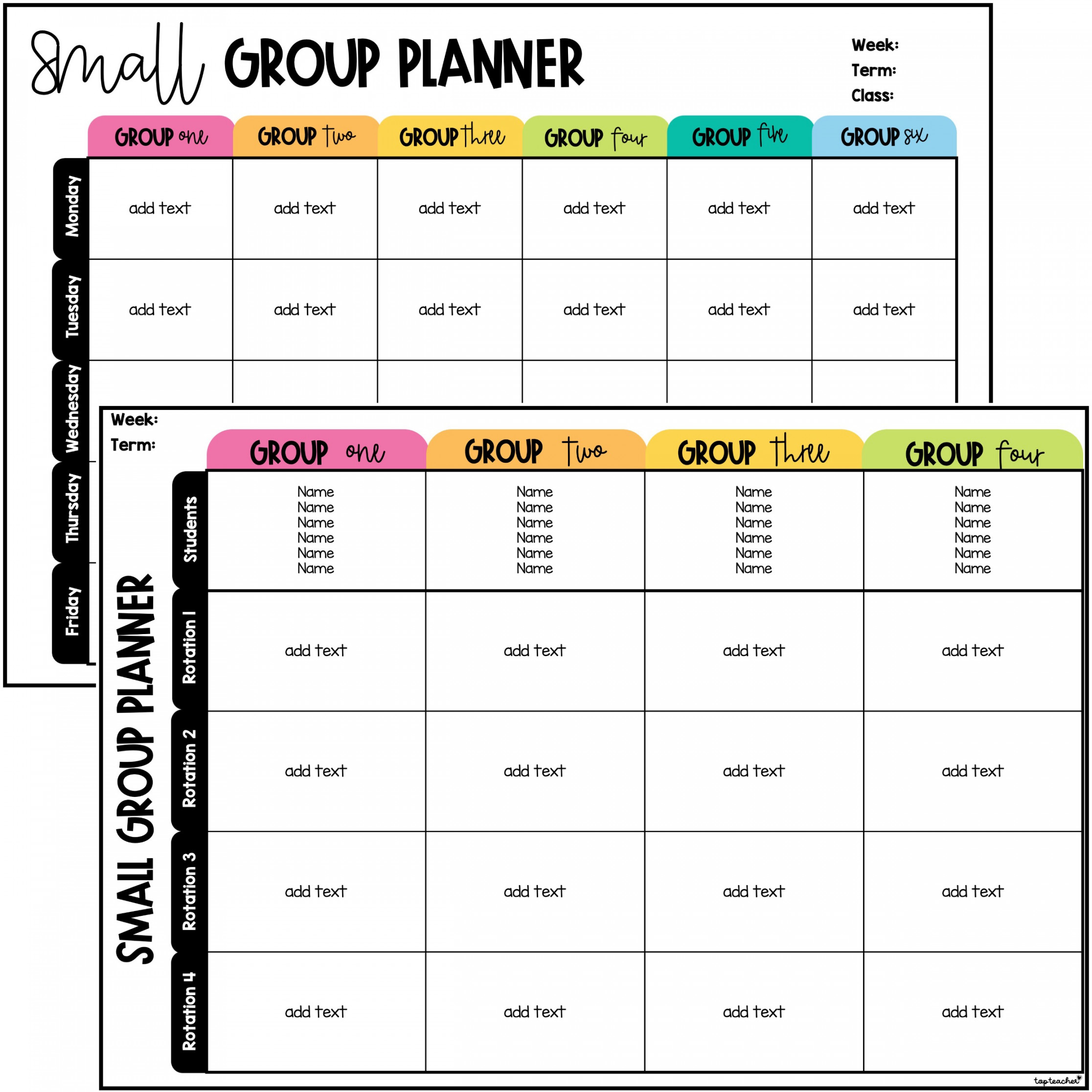 Small Group Planning Template EDITABLE – Top Teacher