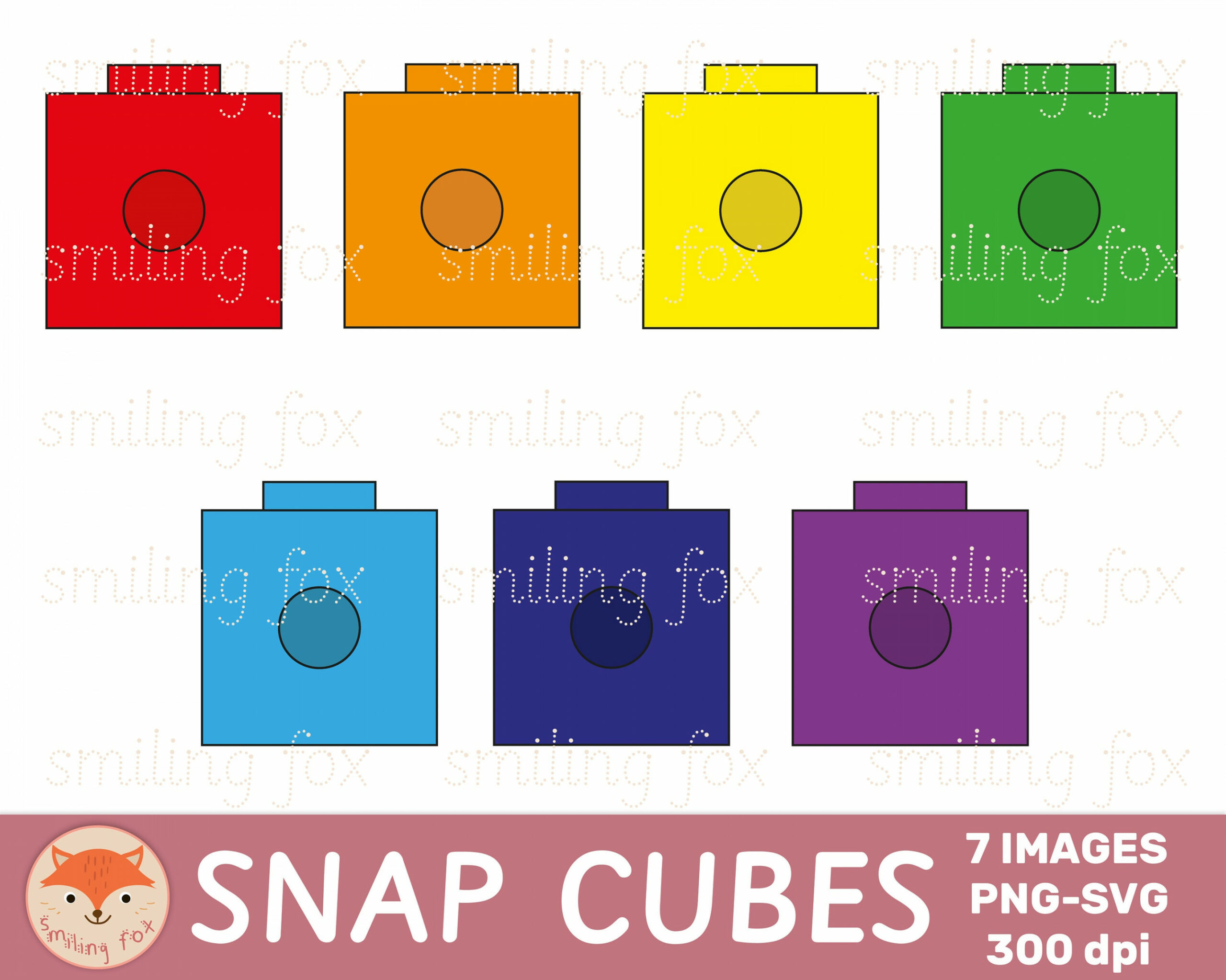 Snap Cubes Clip Art, Rainbow Colors, Unifix Connecting Cubes, PNG