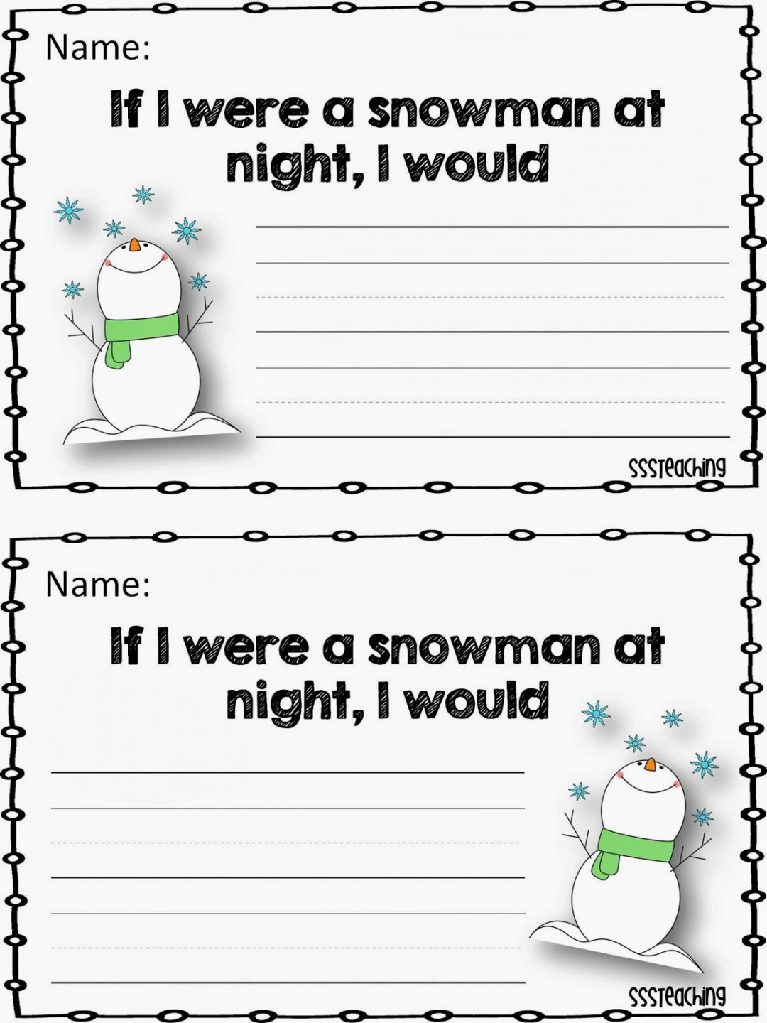 Snowmen at Night Prompt! - SSSTeaching