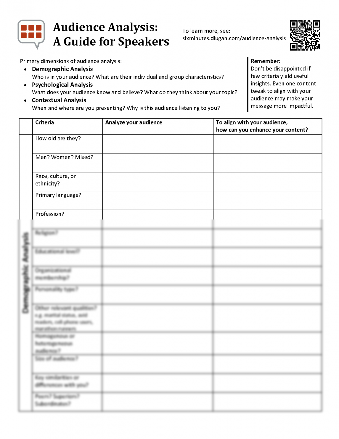 SOLUTION: Audience analysis worksheet - Studypool