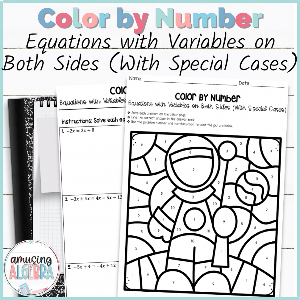 Solving Equations with Variables on Both Sides Coloring Activity