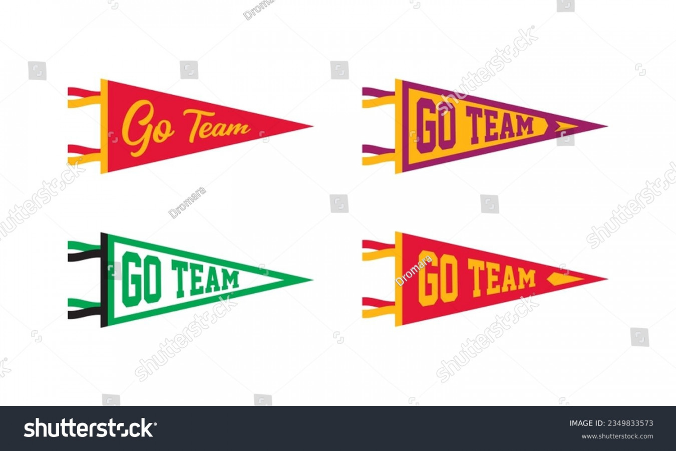 Sports College Go Team Fan Pennants Stock Vector (Royalty Free