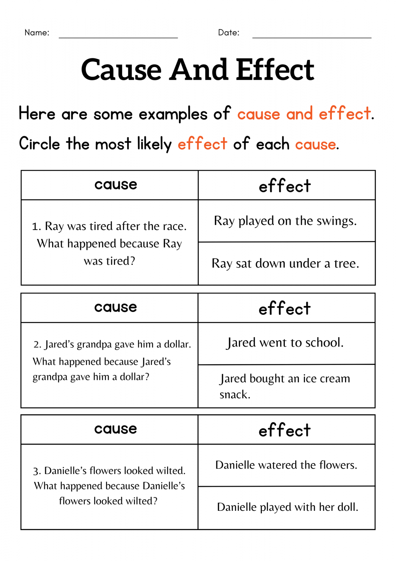 st grade cause and effect worksheet - Cause and effect activity sheets for  kids