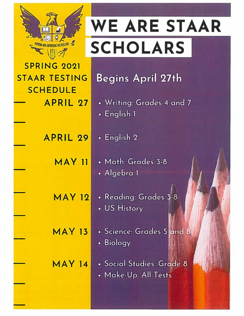 STAAR TESTING SCHEDULE