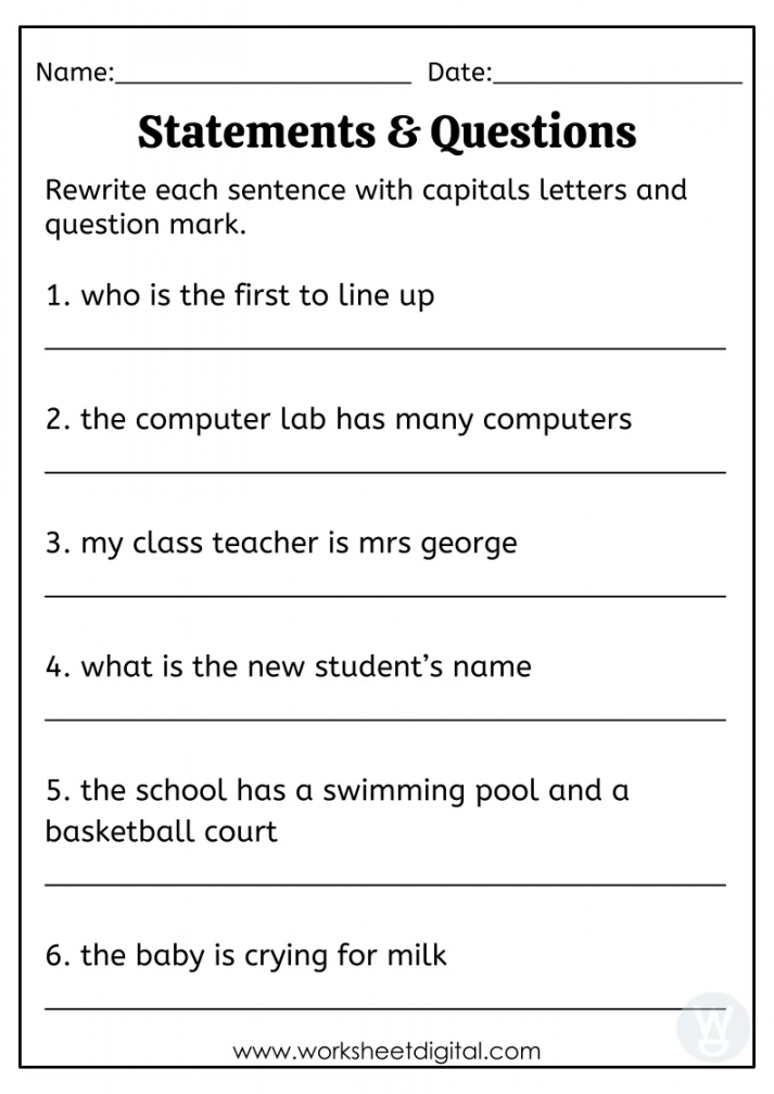 Statements and Questions - Worksheet Digital