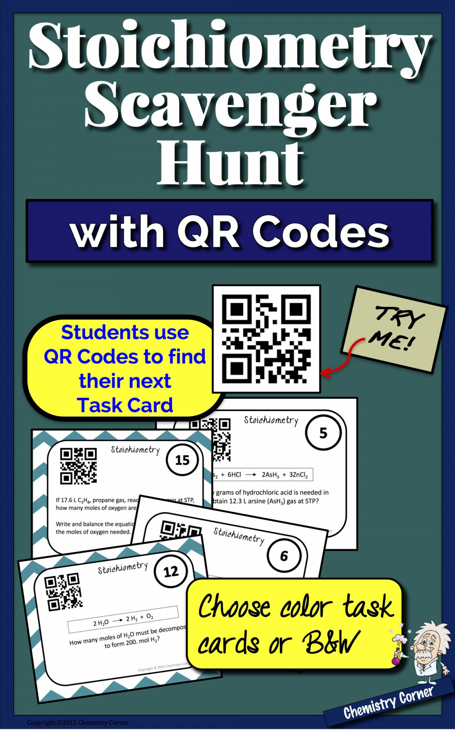 Stoichiometry Scavenger Hunt with QR Codes  Chemistry education