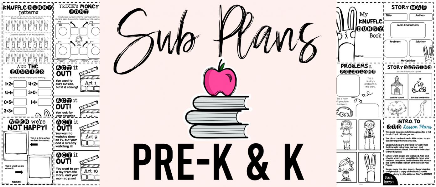 Sub Plan Pack for PreK - Kindergarten  Mrs