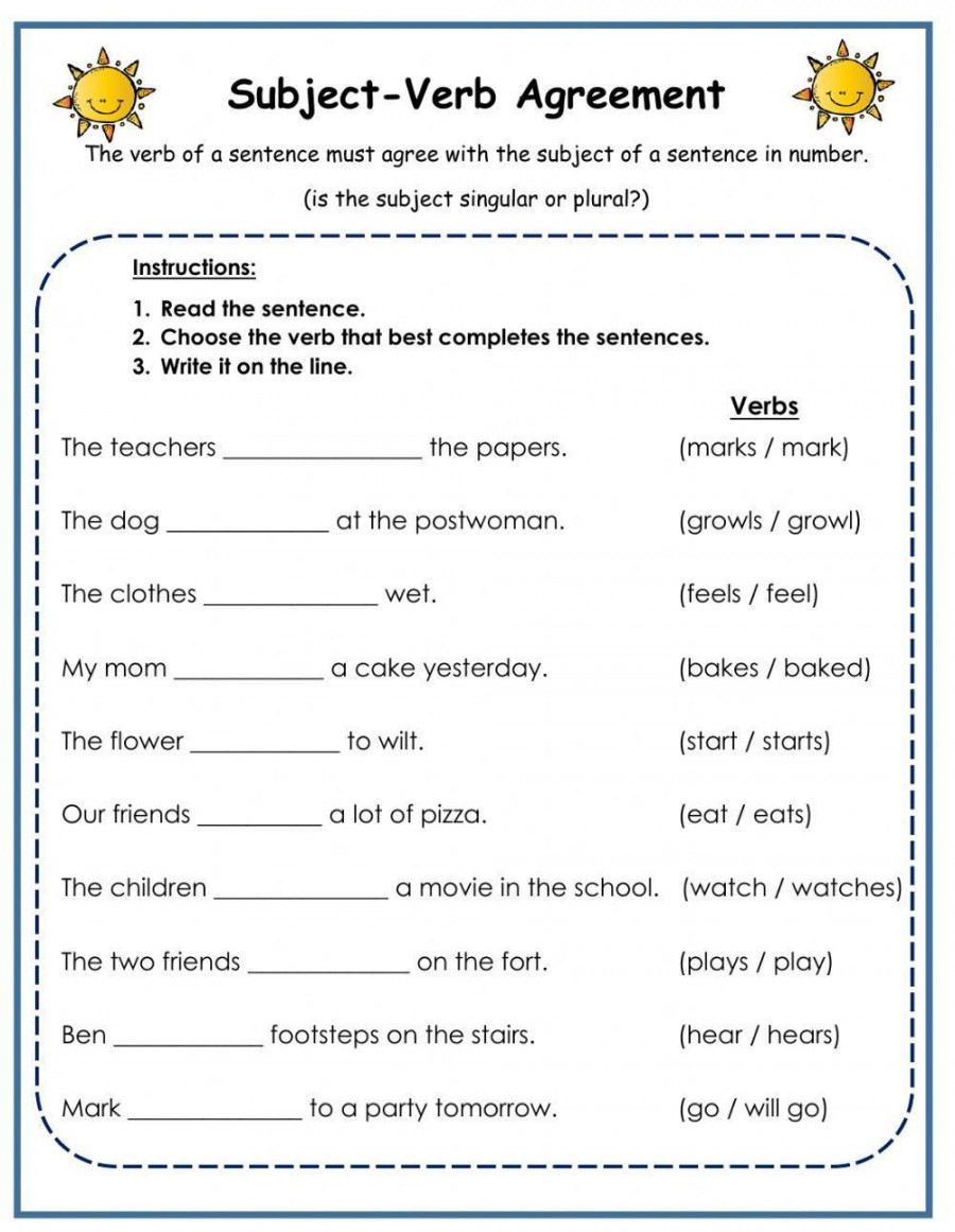 Subject-Verb Agreement  Live Worksheets