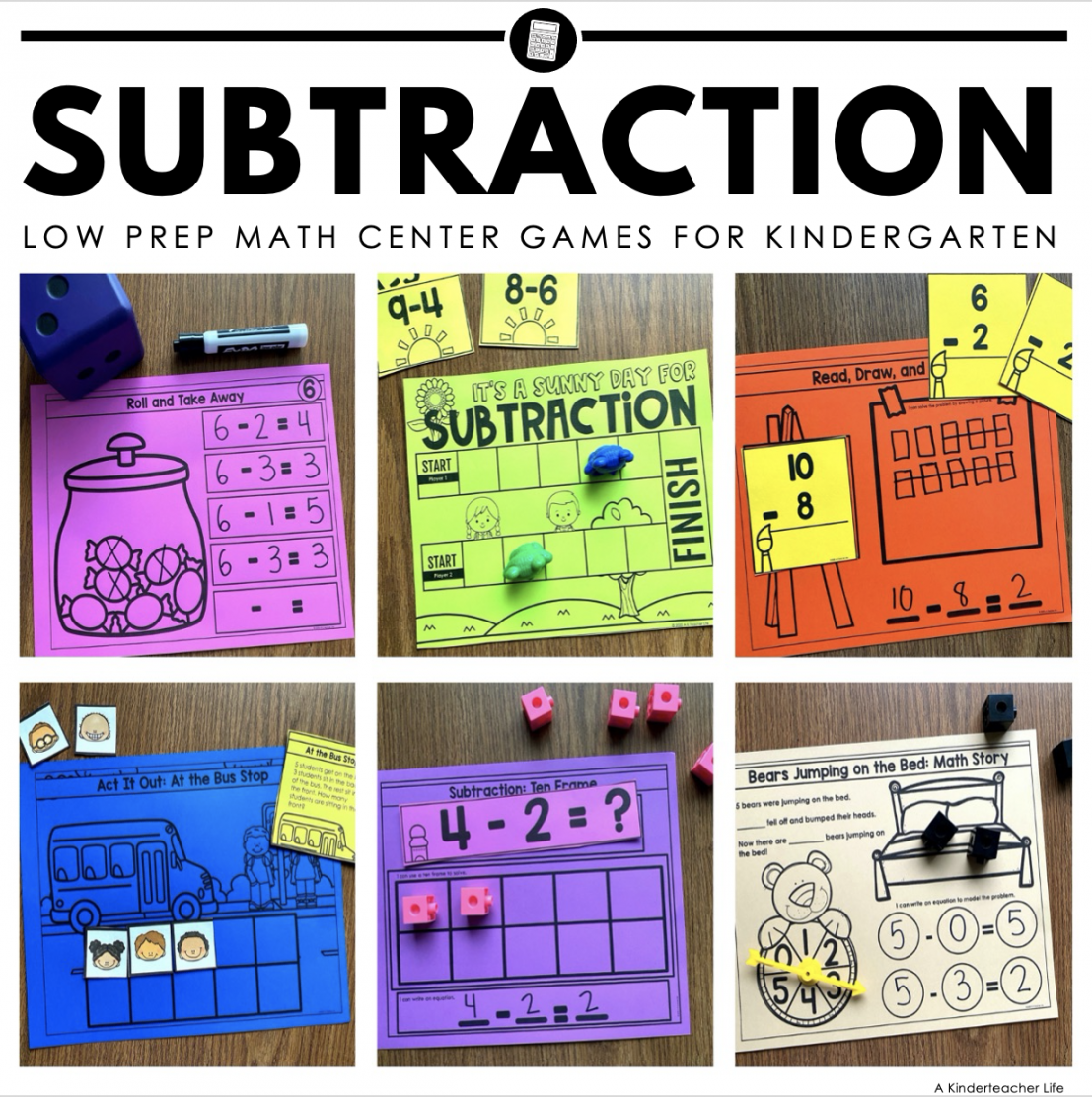 Subtraction Math Center Activities and Digital Games for