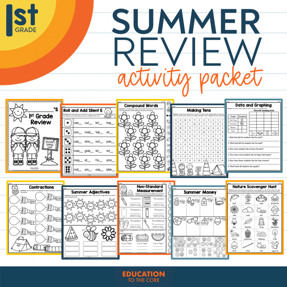 Summer Review Activity Packet for st Grade  Education to the Core