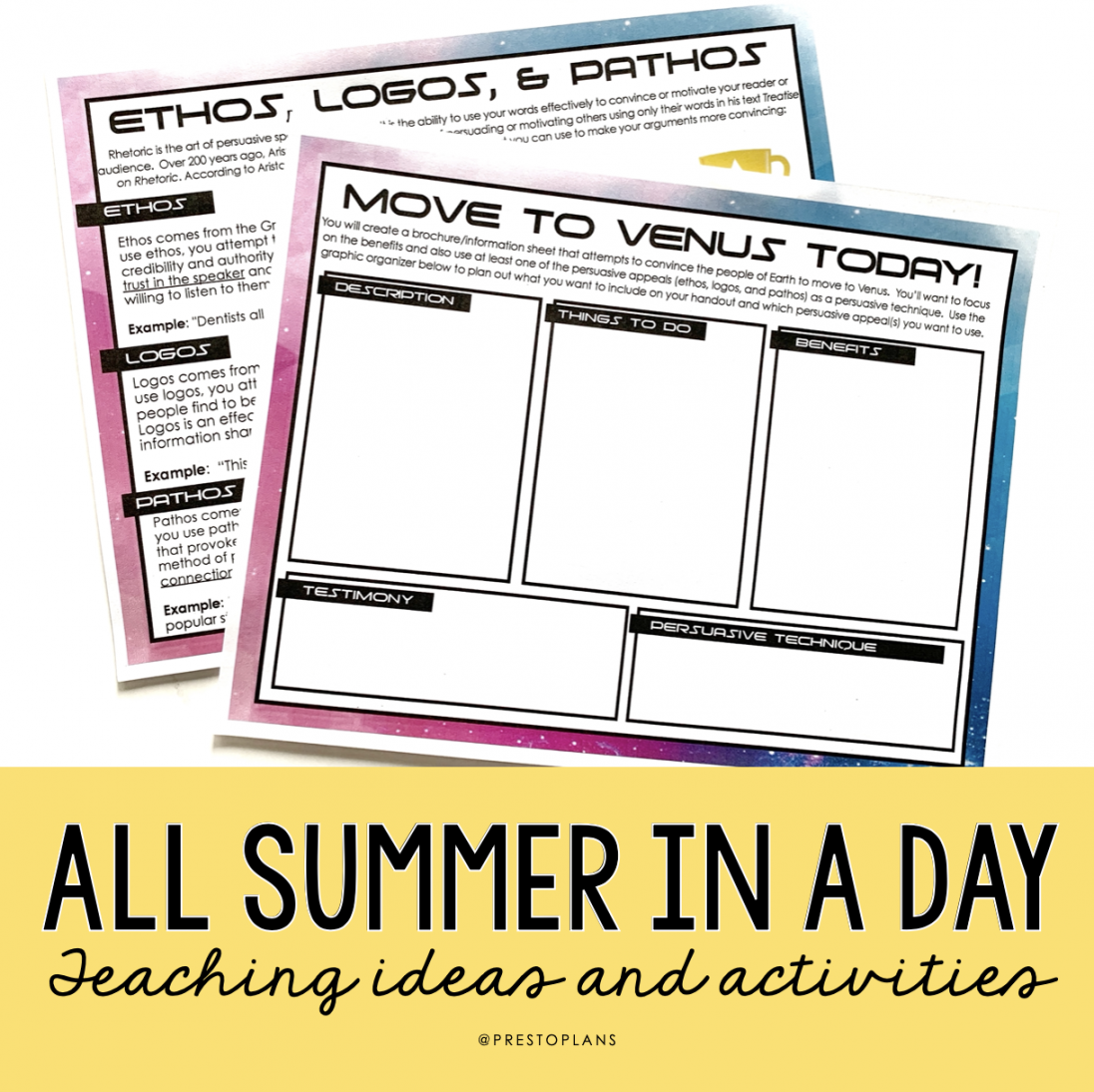 Teaching All Summer in a Day by Ray Bradbury - Presto Plans