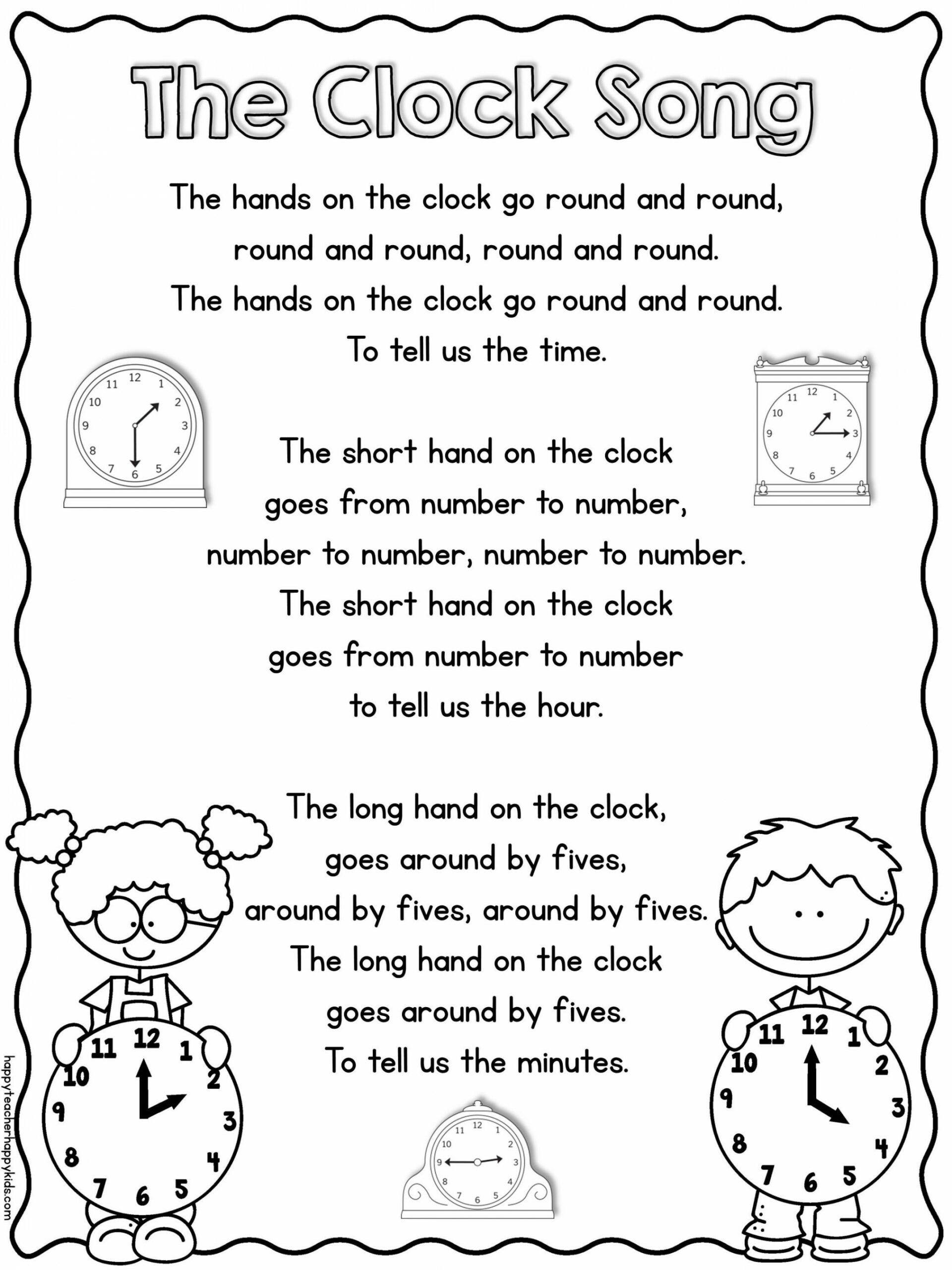 Telling Time Song for Kindergarten and First Grade  Happy Teacher