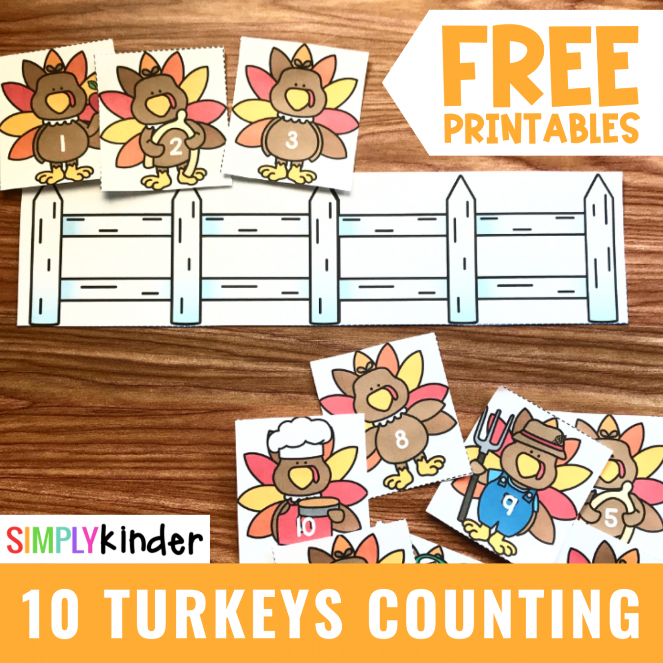 Ten Turkeys Counting Activity - Simply Kinder