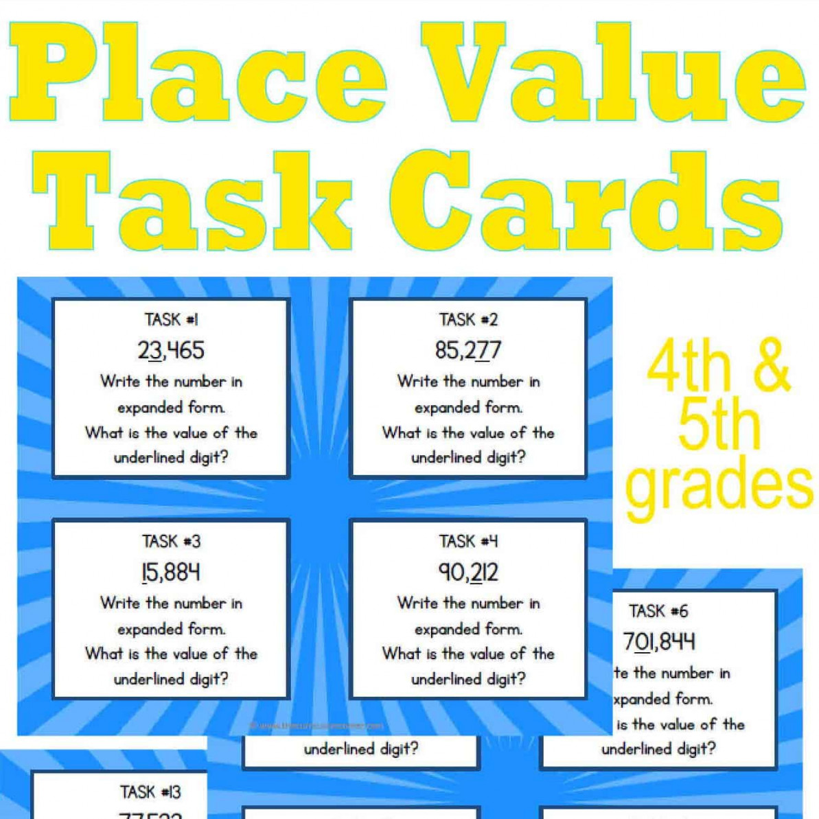 th & th Grade Place Value Task Cards free from The Curriculum