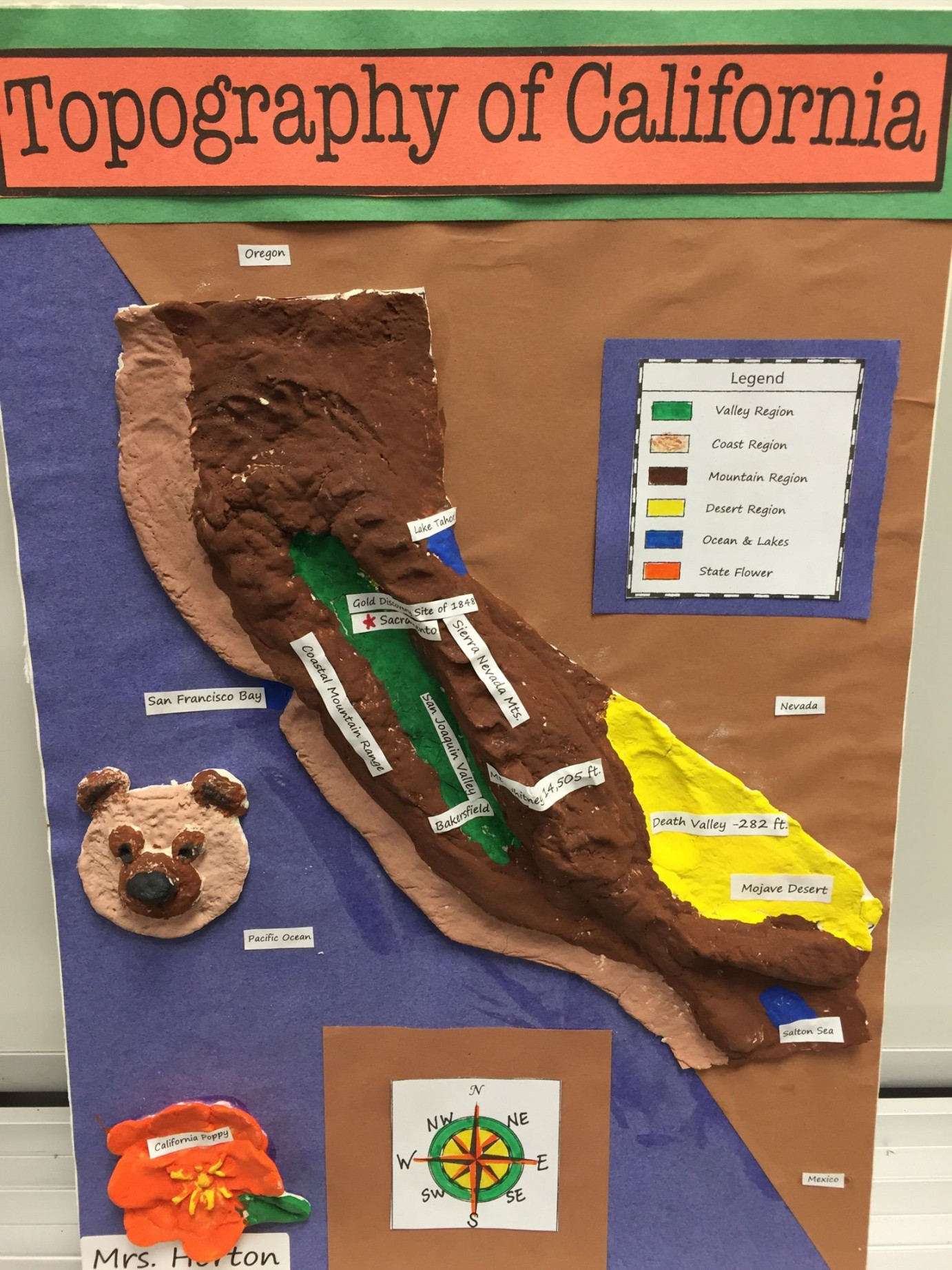 th Grade California Regions Topography Map  California regions