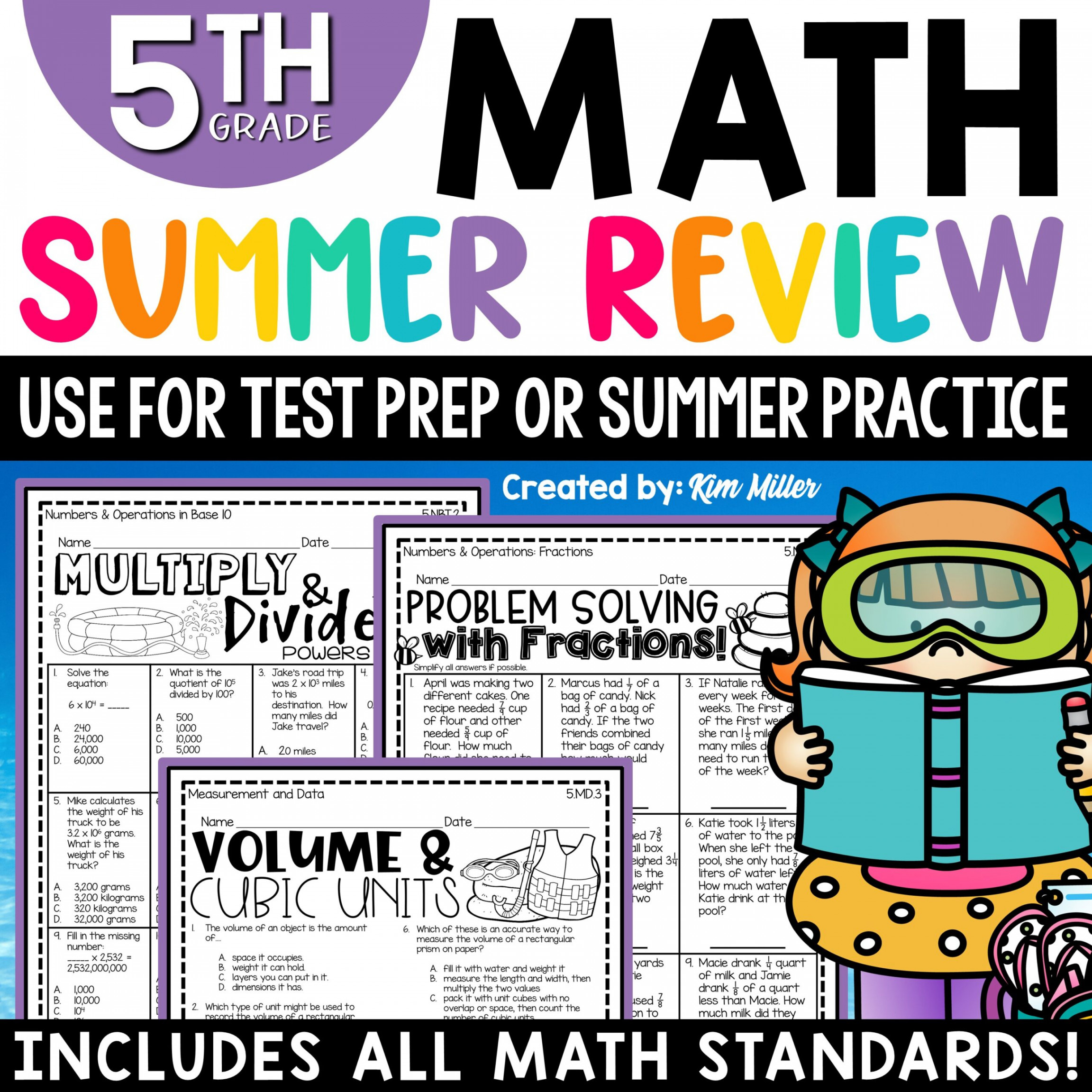 th Grade Math Review Packet  Summer Math, Test Prep, Homework