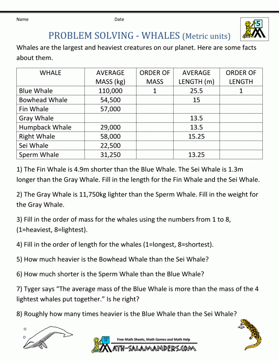 th Grade Math Word Problems