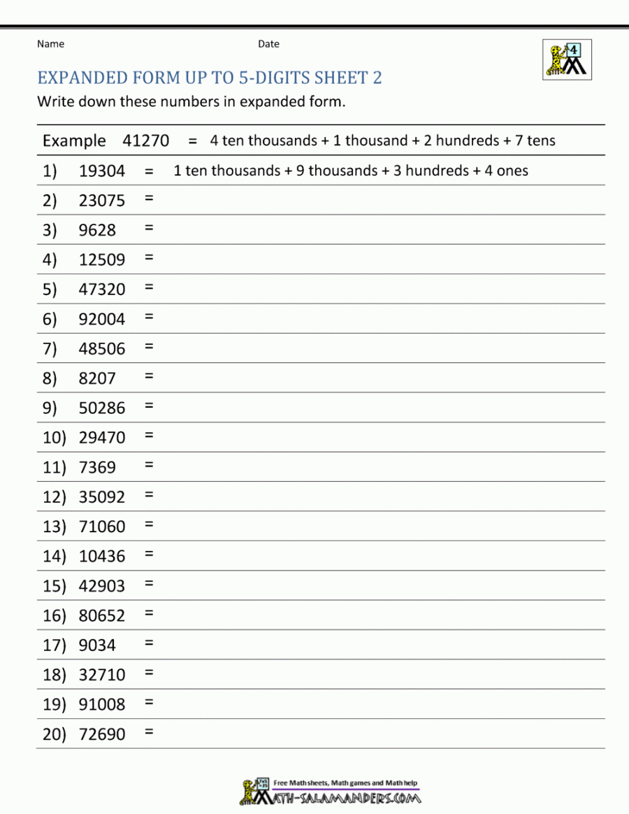 th Grade Place Value Worksheets