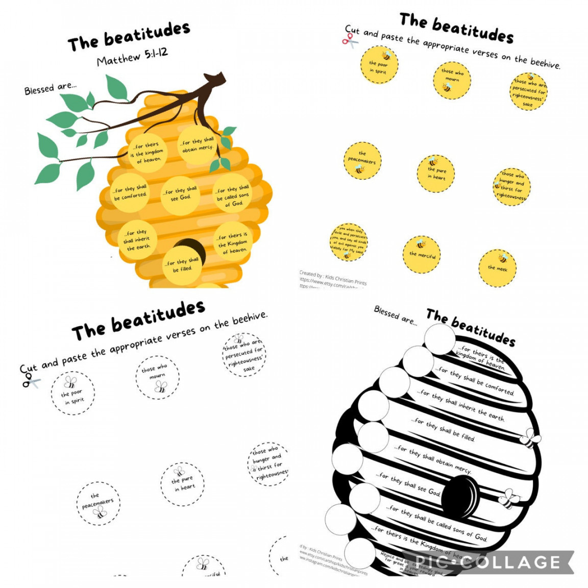 The Beatitudes Kids Printable Activity Worksheet (Instant Download