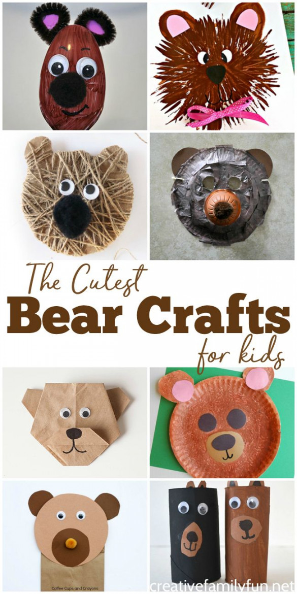 The Cutest Bear Crafts for Kids  Bear crafts preschool, Bear