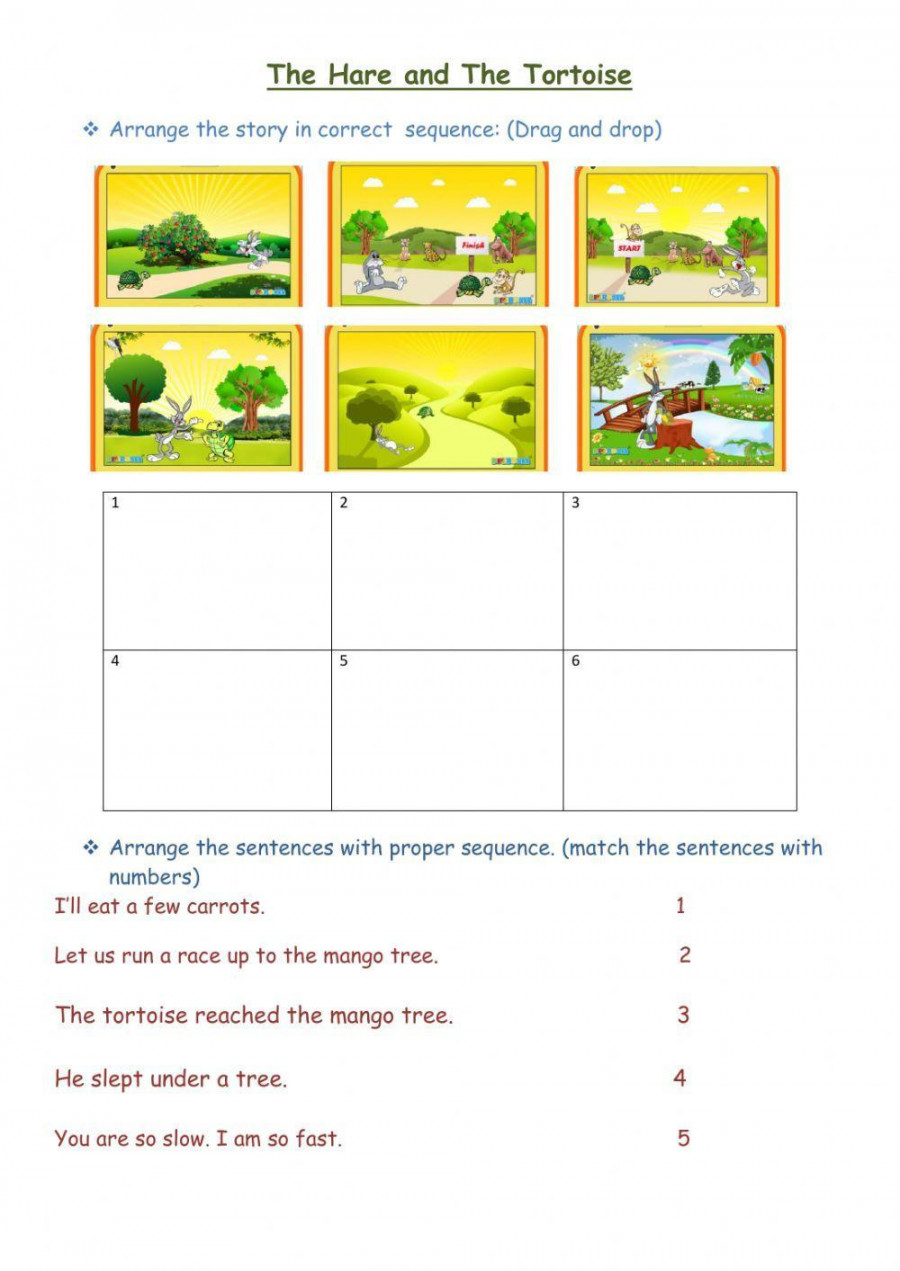 The hare and tortoise worksheet  Live Worksheets