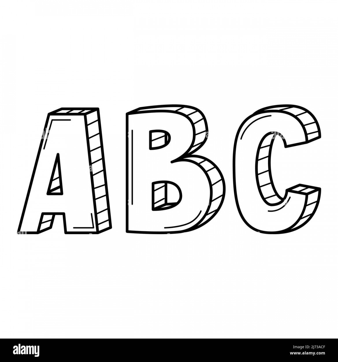 The letters ABC in doodle style