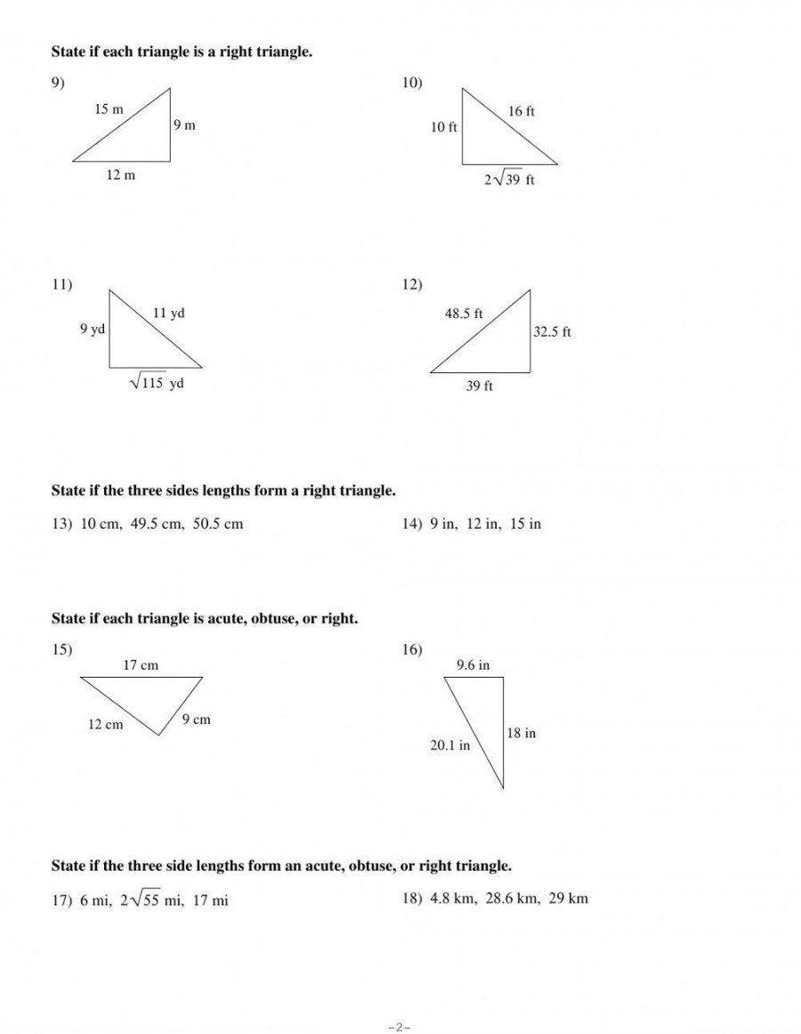 The Pythagorean Theorem and Its Converse online exercise for