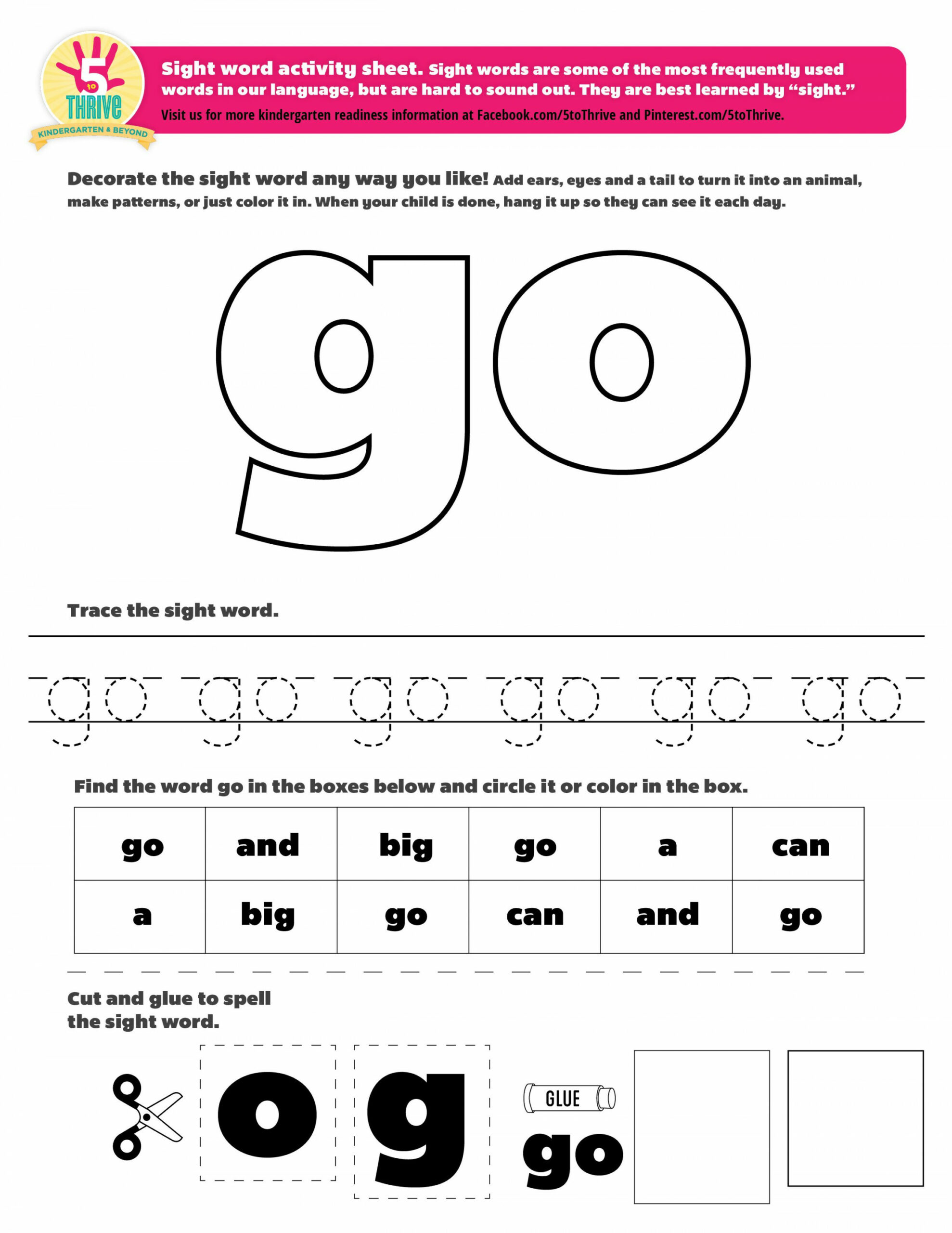 The sight word this week is "go"