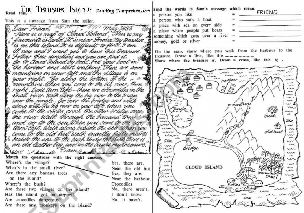 The Treasure Island: Reading Comprehension - ESL worksheet by jcuni