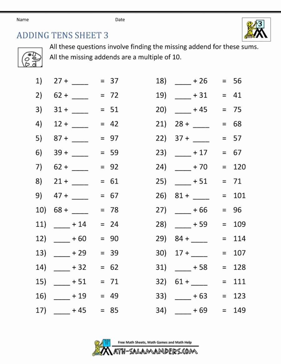 Third Grade Addition Worksheets