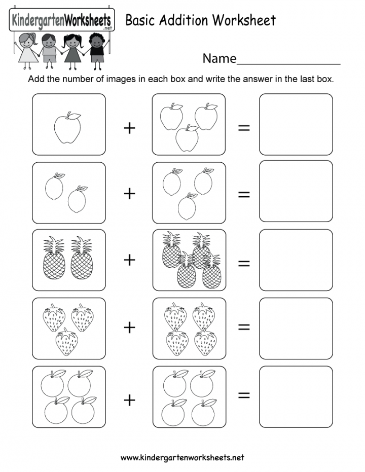 This is an image addition worksheet for preschoolers or kin