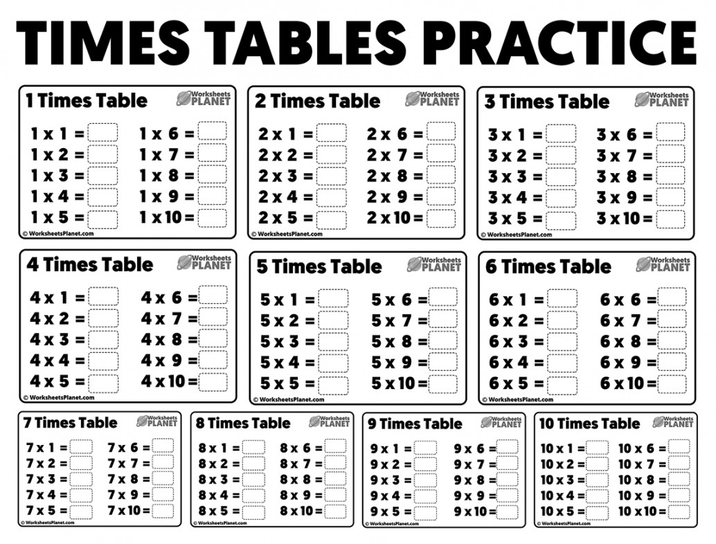 Times Tables Practice Worksheets  Ready To Print