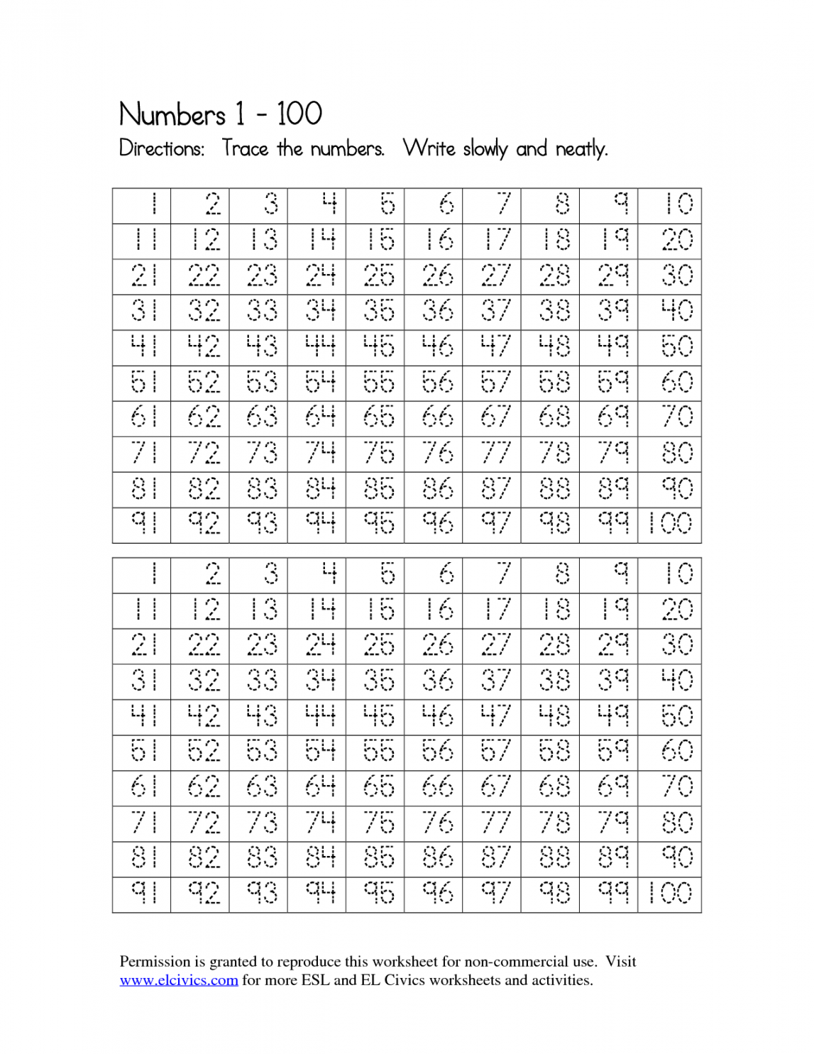 tracing numbers  through 0  Number  Handwriting Worksheets