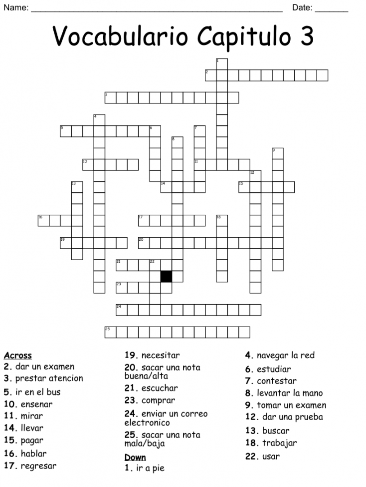 Vocabulario Capitulo  Crossword - WordMint