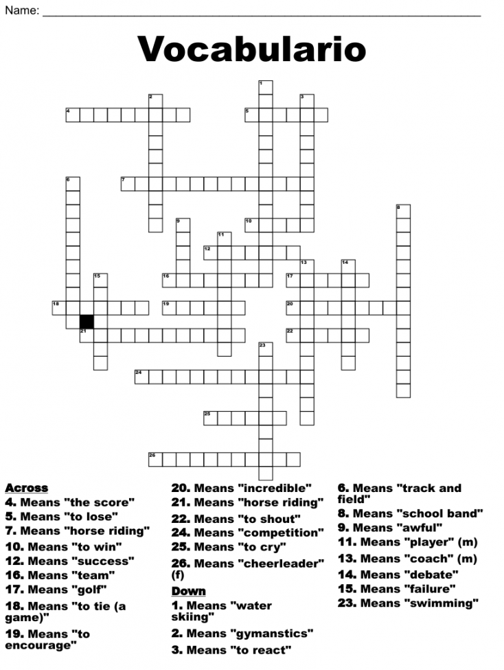 Vocabulario Crossword - WordMint