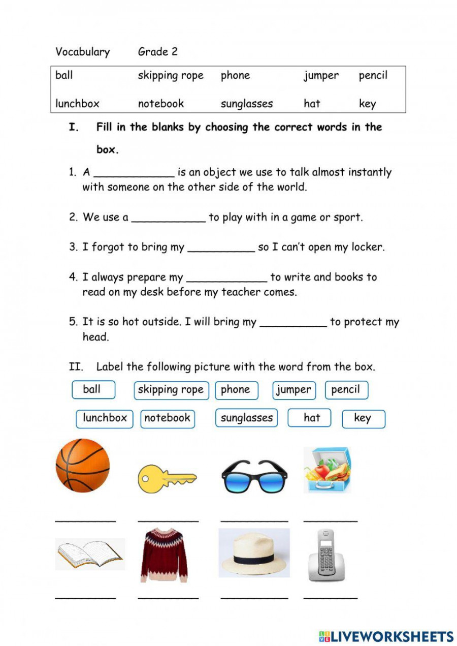 Vocabulary Grade  activity  Live Worksheets