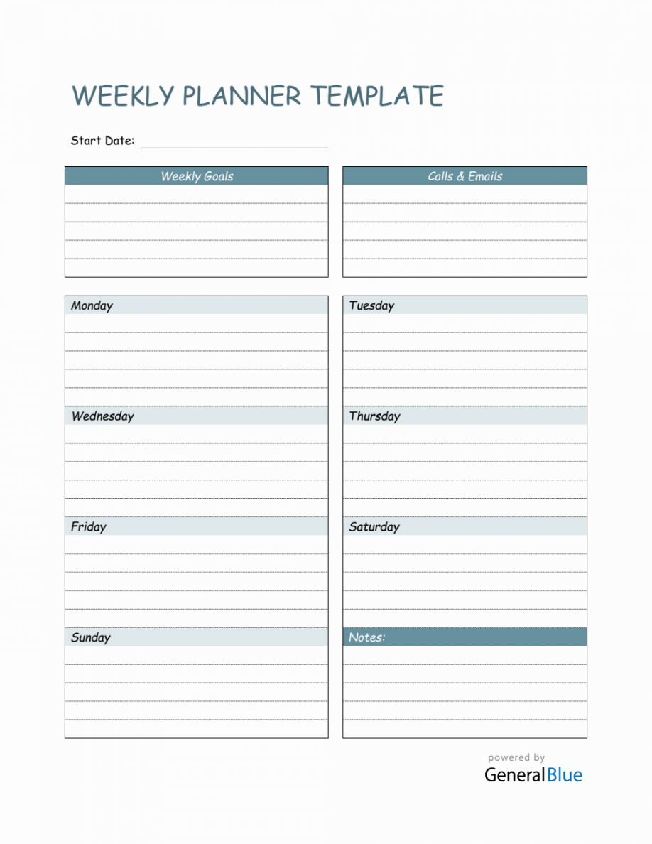 Weekly Planner Template in Word