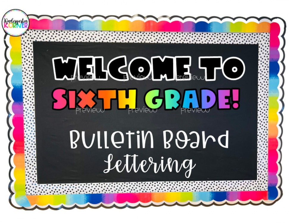 Welcome to Sixth Grade Bulletin Board Rainbow Classroom Décor