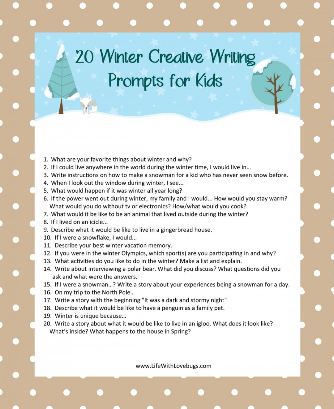 Winter Writing Prompts for Kids - Life With Lovebugs