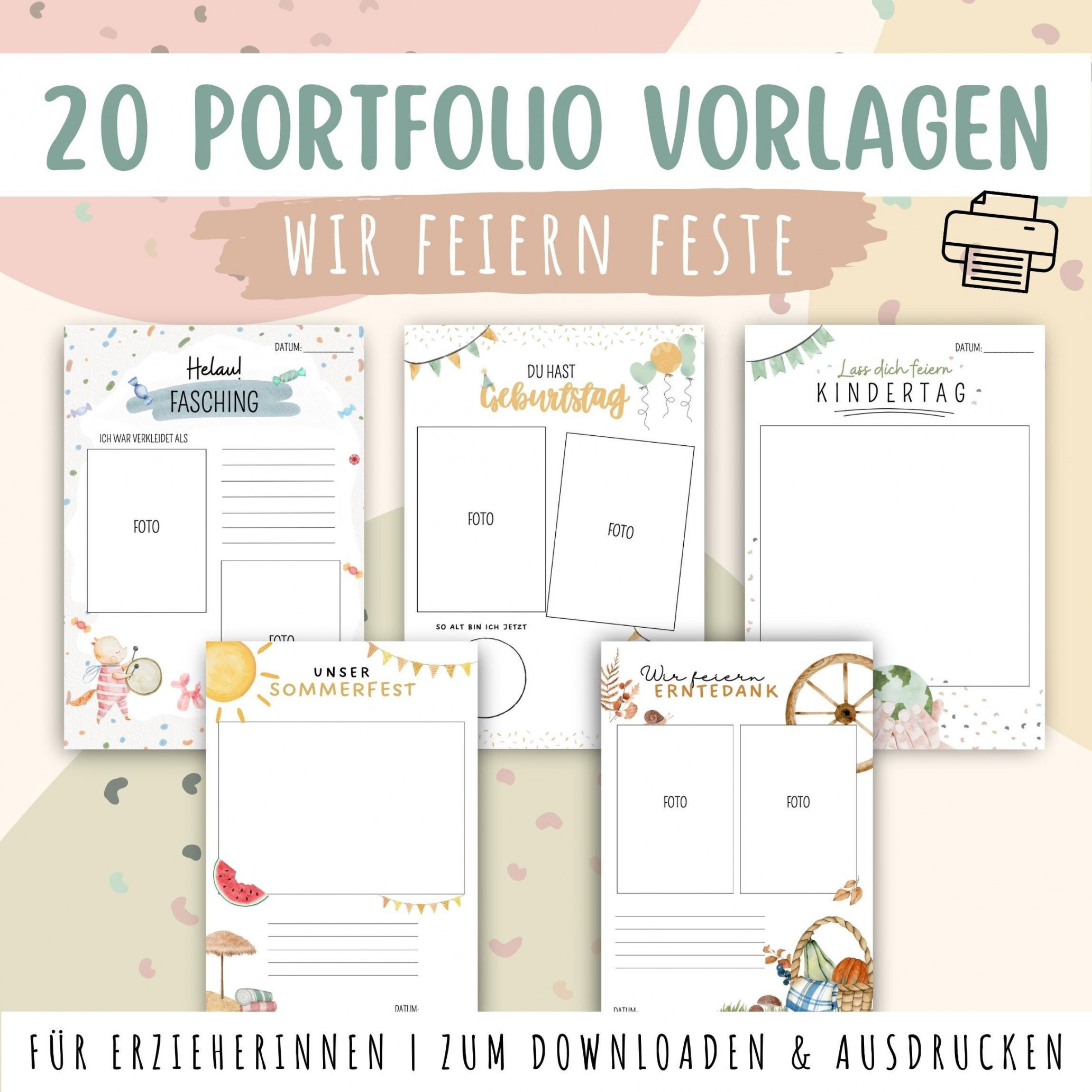 Wir feiern Feste  Portfolio Vorlagen Feiertage Zum - Etsy