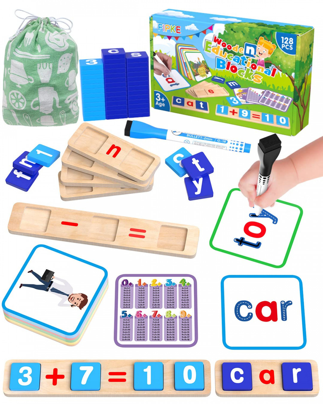 Wooden Reading Spelling Games, Preschool Kindergarten Learning Activities,  Montessori Educational ToSee more Wooden Reading Spelling Games, Preschool