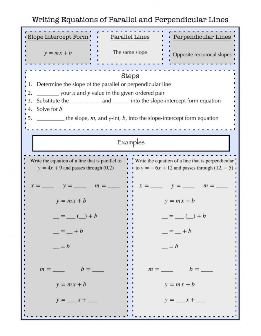 Writing Equations of Parallel and Perpendicular Lines Notes