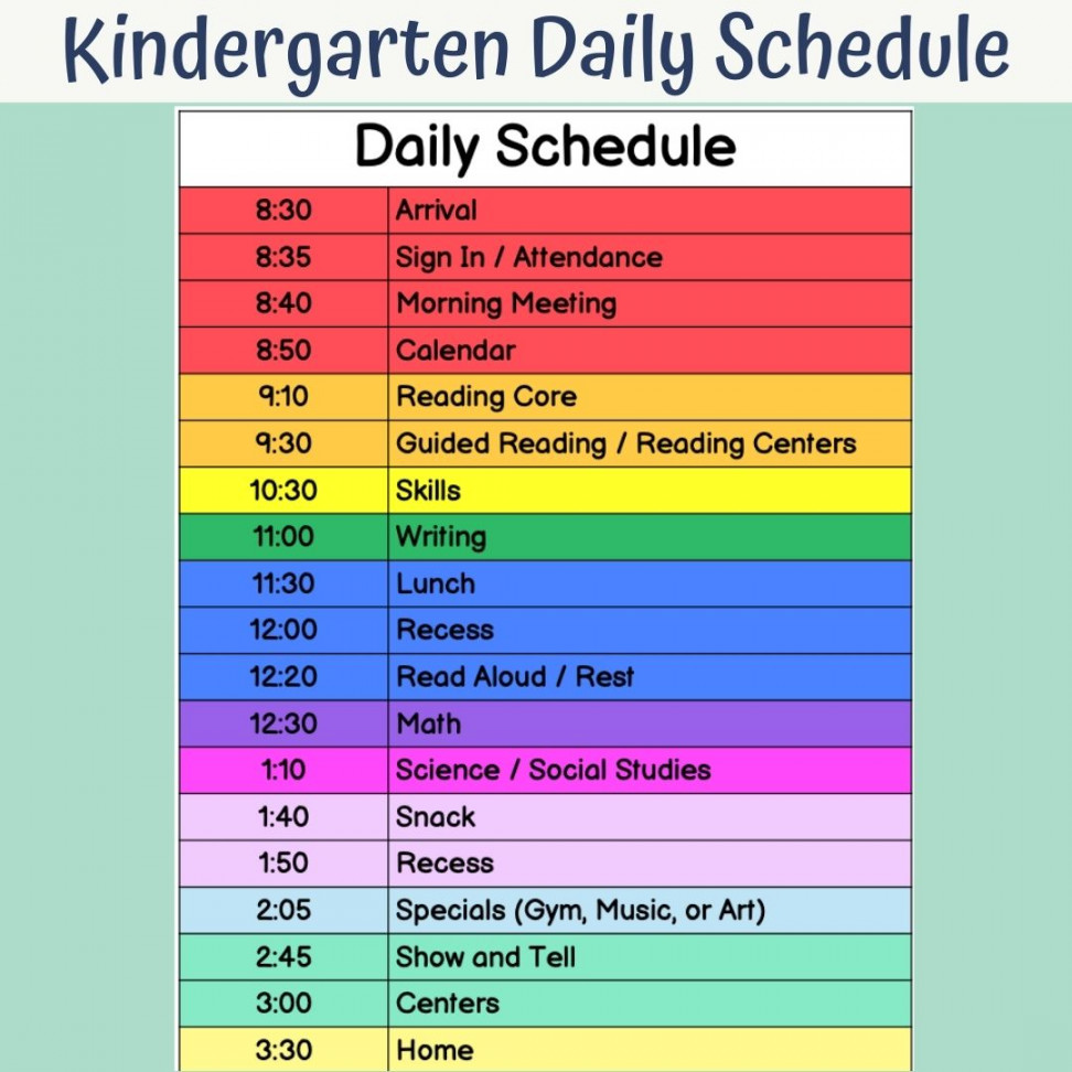 Your Schedule for Kindergarten -  Kinder Teachers