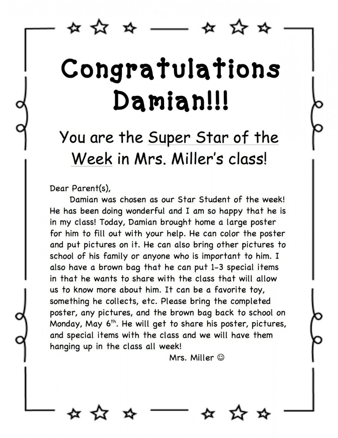 A Spoonful of Learning: Star Student of the Week & Freebie  Star